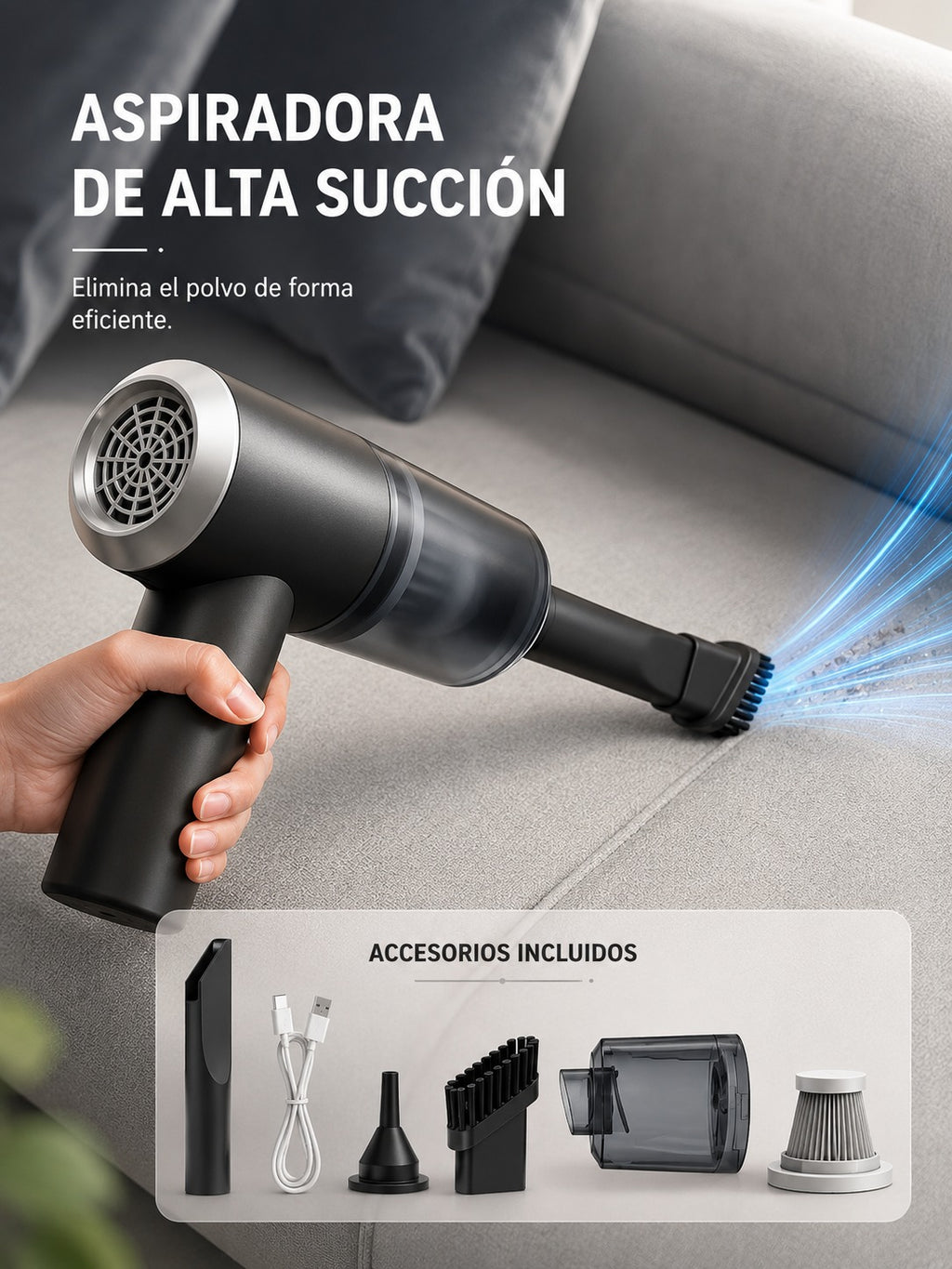Aspiradora de Mano Inalámbrica de Alta Potencia